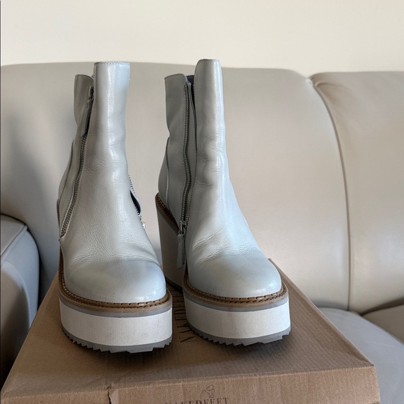 Naked Feet Cream Wedge Boots - Picture 2 of 7